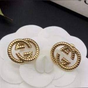 Vintage Rope Gold Tone Interlocking Earrings
